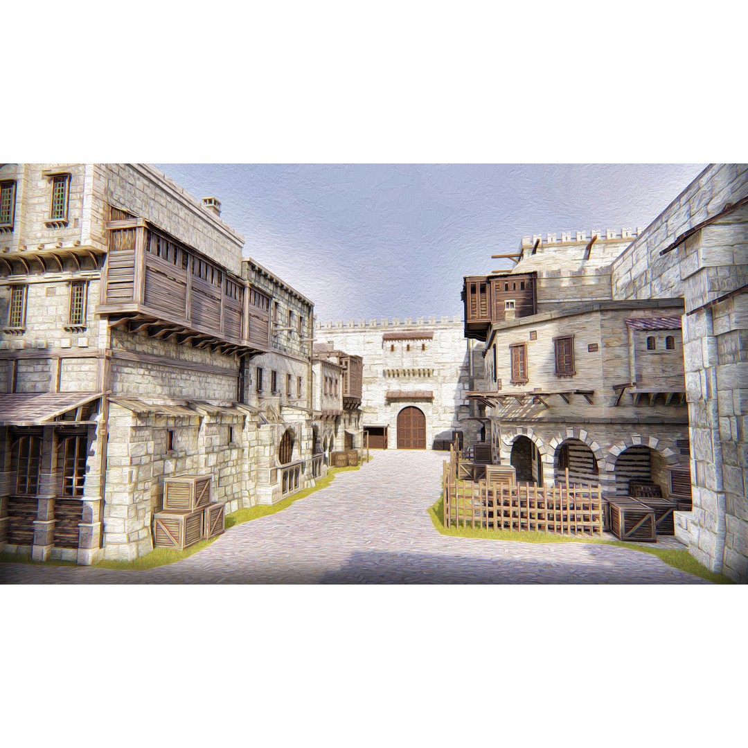 Medieval City 3D Model – High Poly Cityscape for Archviz, SketchUp - View 6