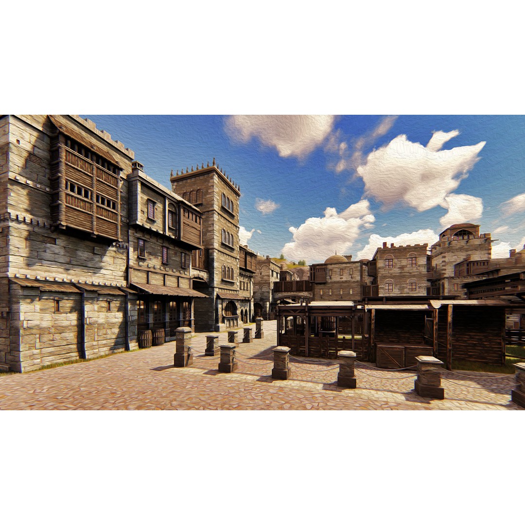Medieval City 3D Model – High Poly Cityscape for Archviz, SketchUp - View 7
