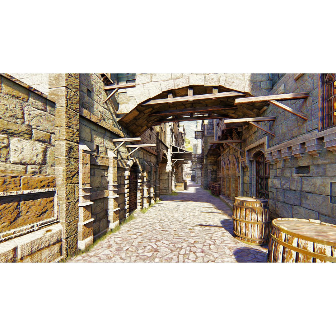 Medieval City 3D Model – High Poly Cityscape for Archviz, SketchUp - View 8