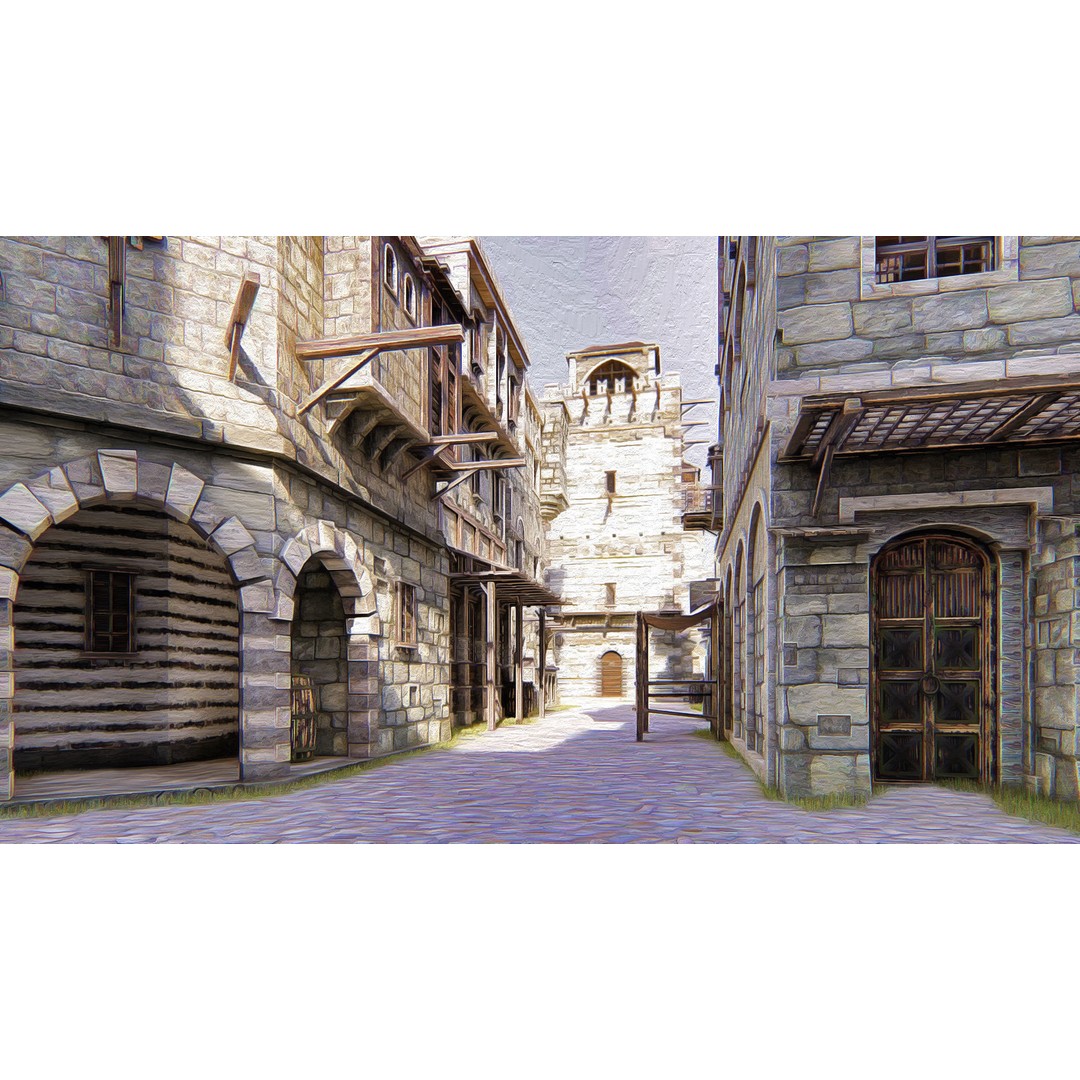 Medieval City 3D Model – High Poly Cityscape for Archviz, SketchUp - View 9