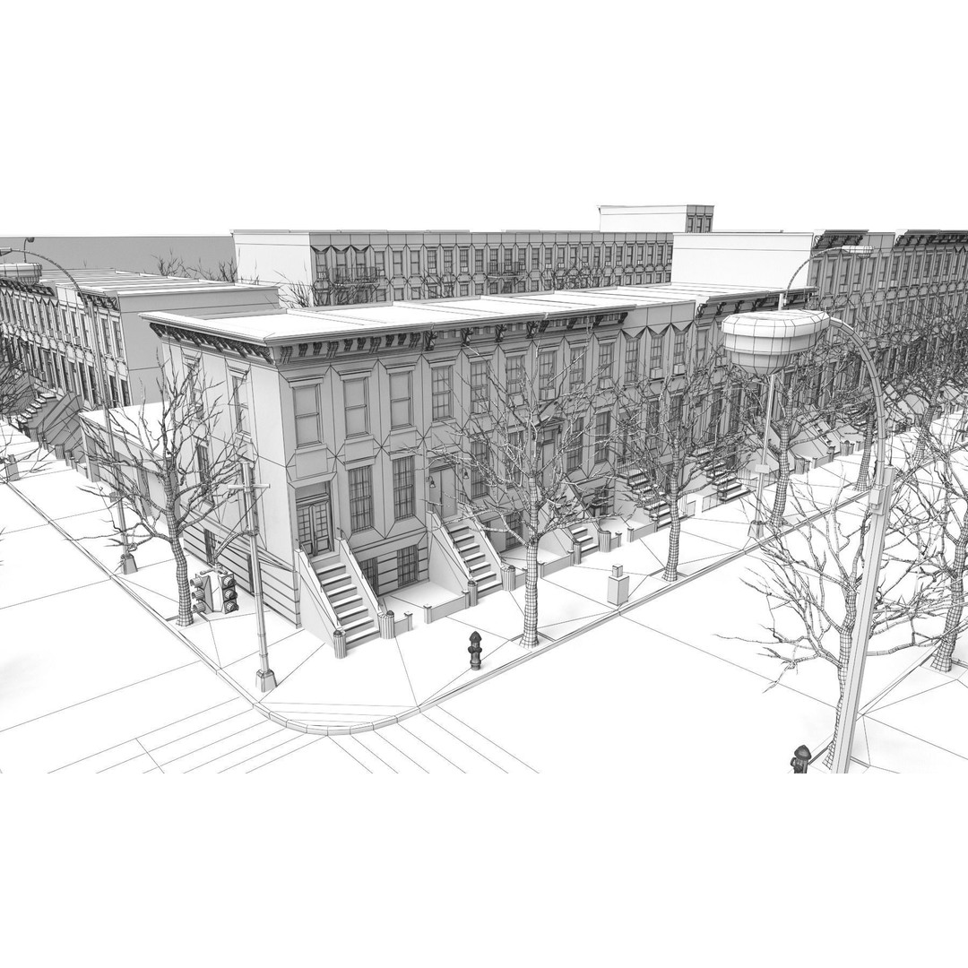 Brooklyn Block 3D Model – Low Poly Game Ready Cityscape, FBX