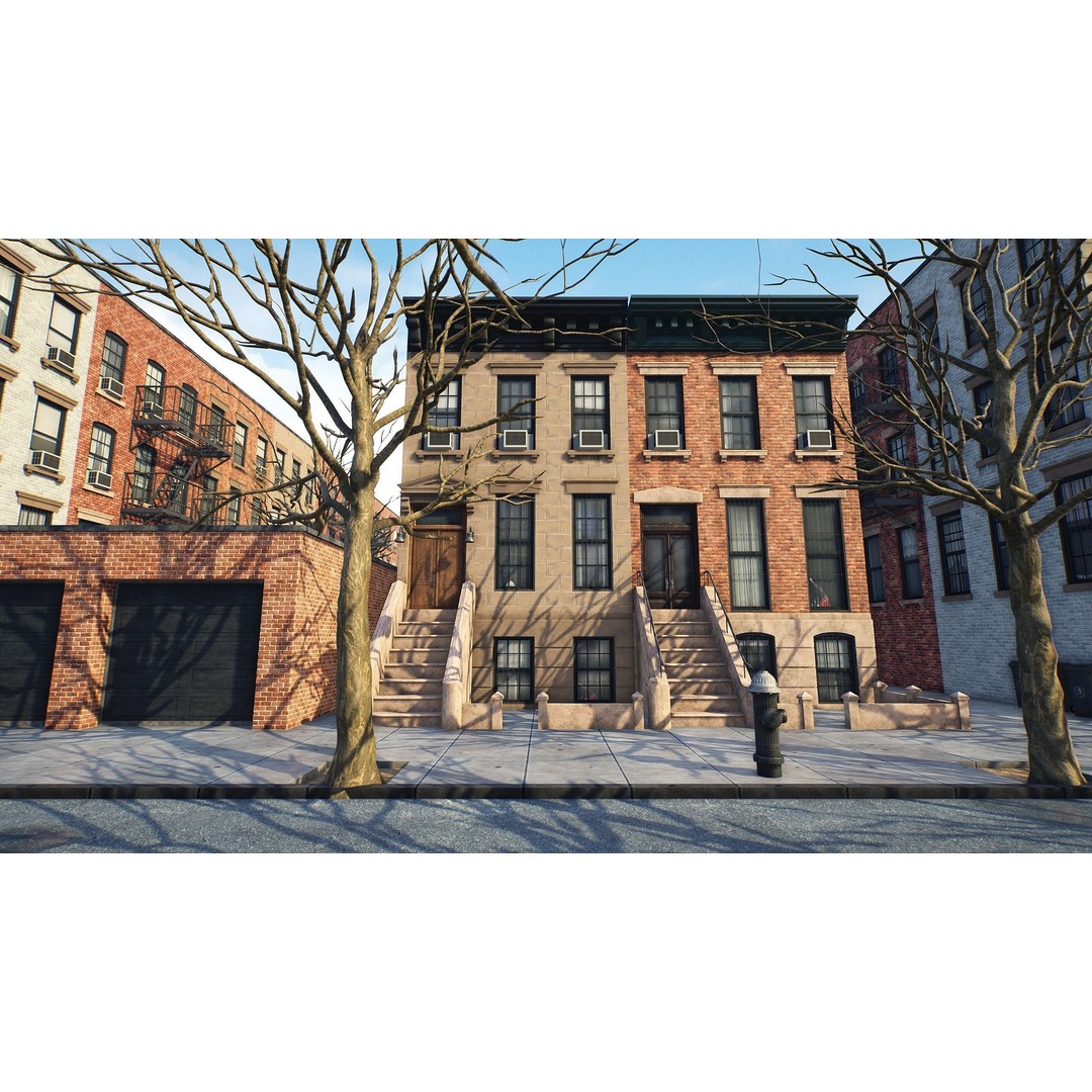 Brooklyn Block 3D Model – Low Poly Game Ready Cityscape, FBX - View 10