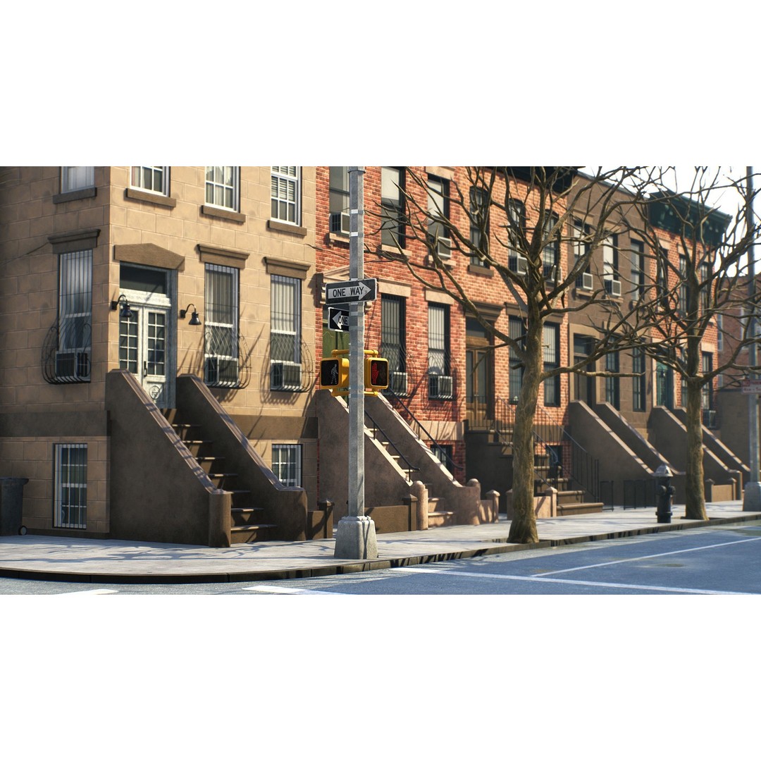 Brooklyn Block 3D Model – Low Poly Game Ready Cityscape, FBX - View 11