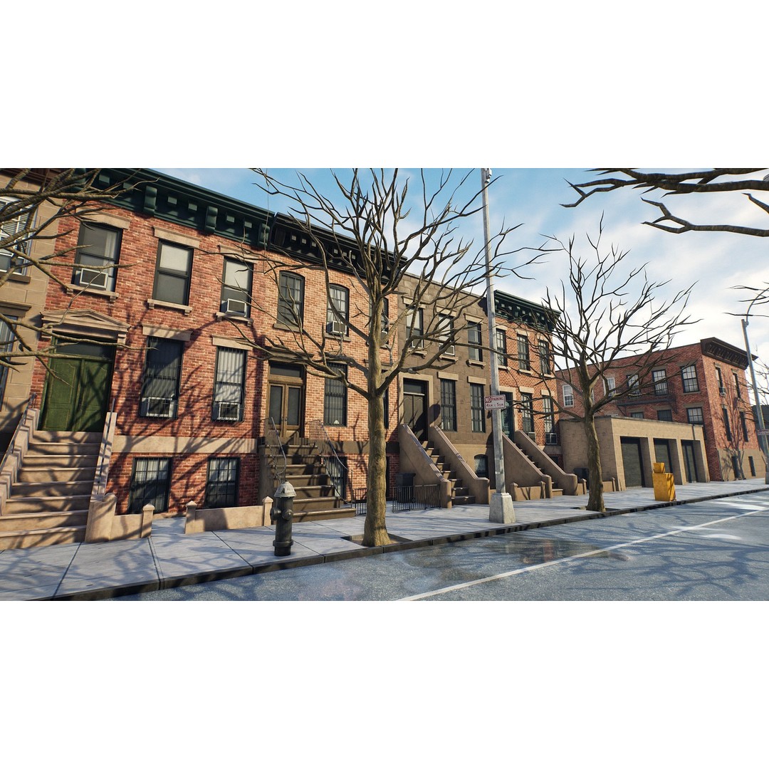 Brooklyn Block 3D Model – Low Poly Game Ready Cityscape, FBX - View 12