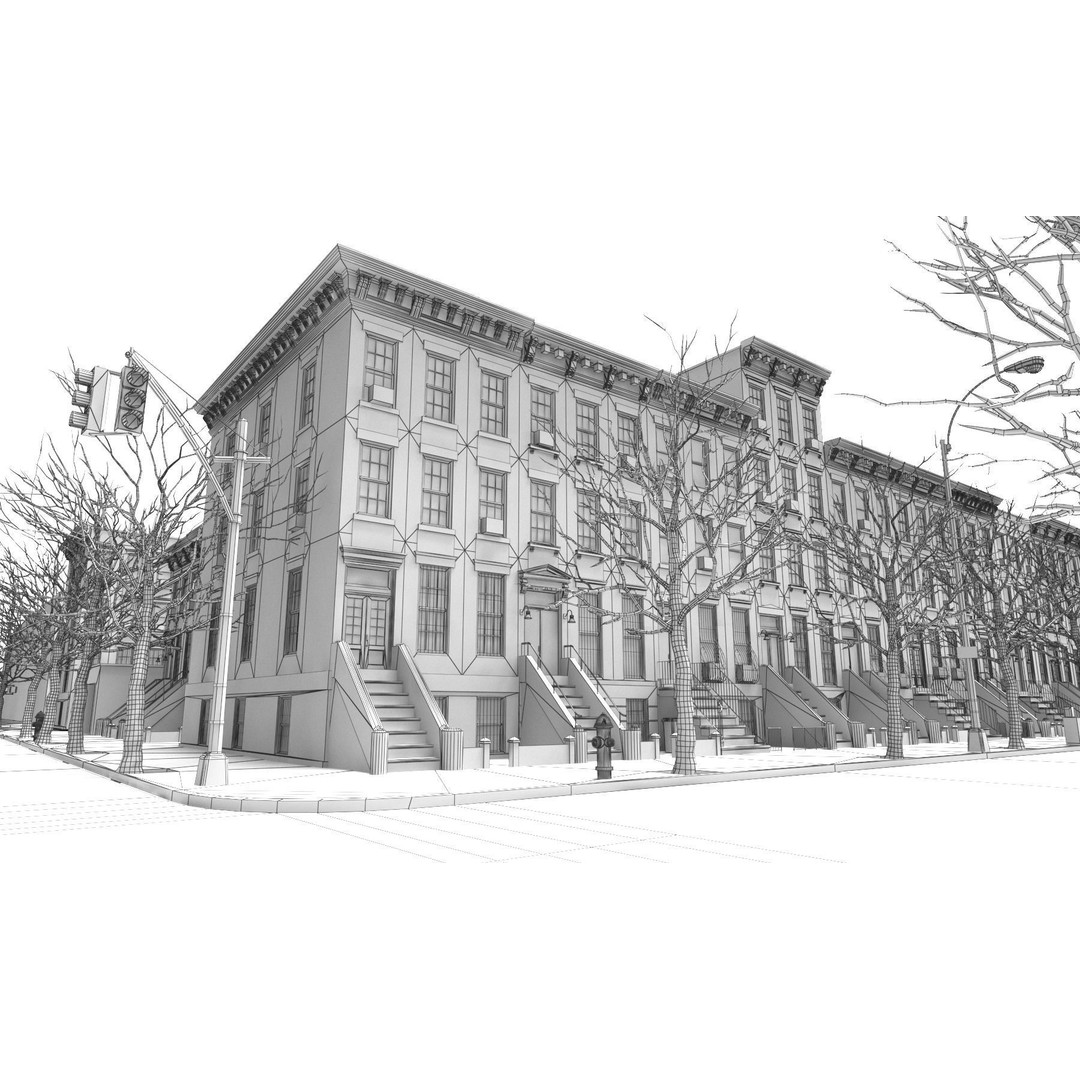 Brooklyn Block 3D Model – Low Poly Game Ready Cityscape, FBX - View 14