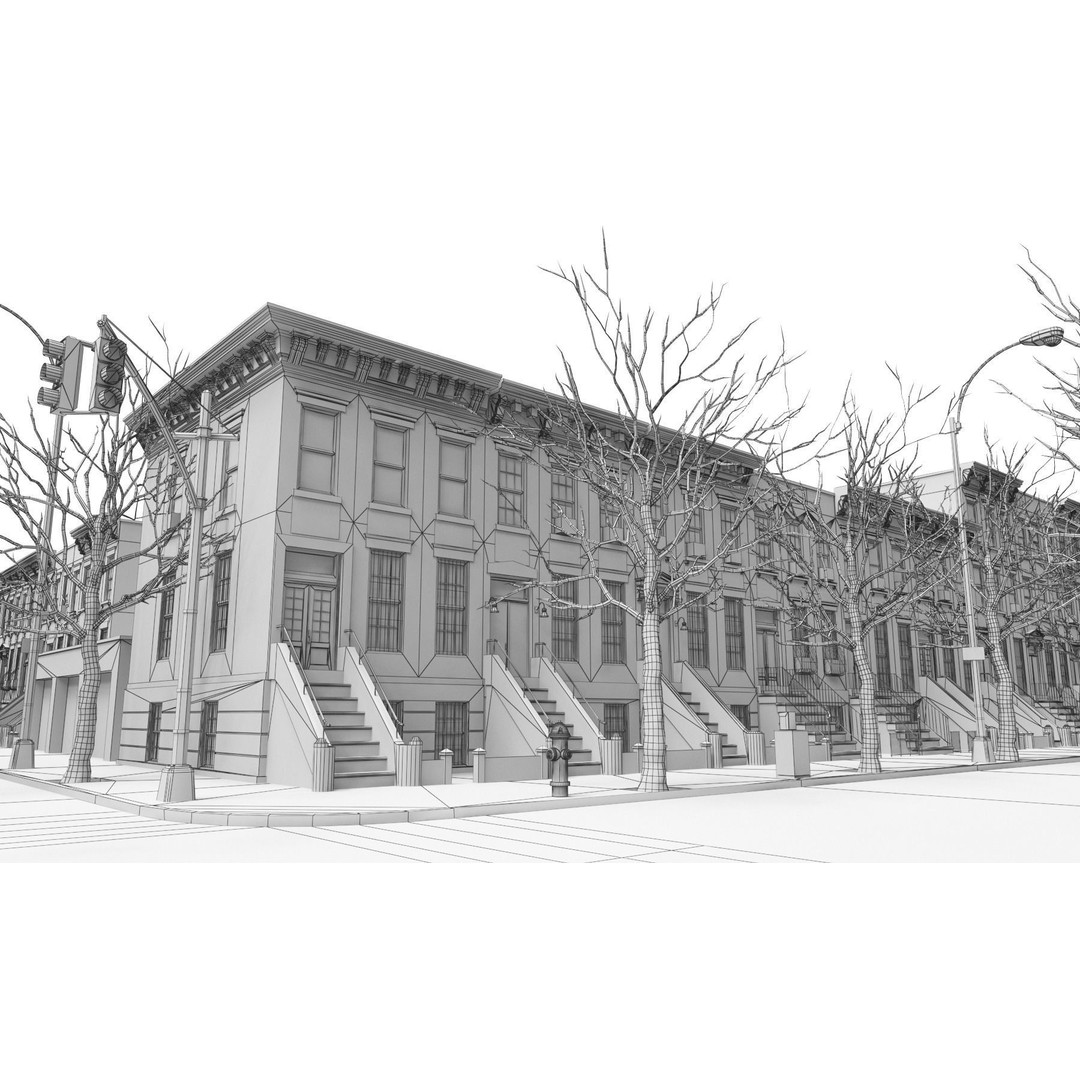 Brooklyn Block 3D Model – Low Poly Game Ready Cityscape, FBX - View 15