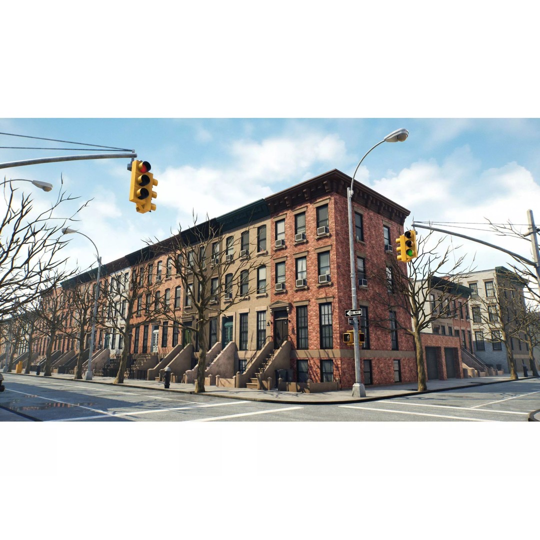 Brooklyn Block 3D Model – Low Poly Game Ready Cityscape, FBX - View 2