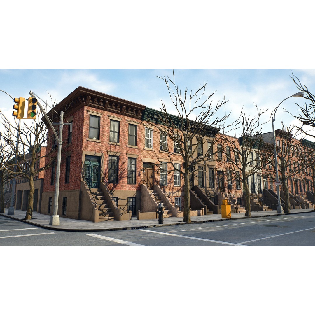 Brooklyn Block 3D Model – Low Poly Game Ready Cityscape, FBX - View 3