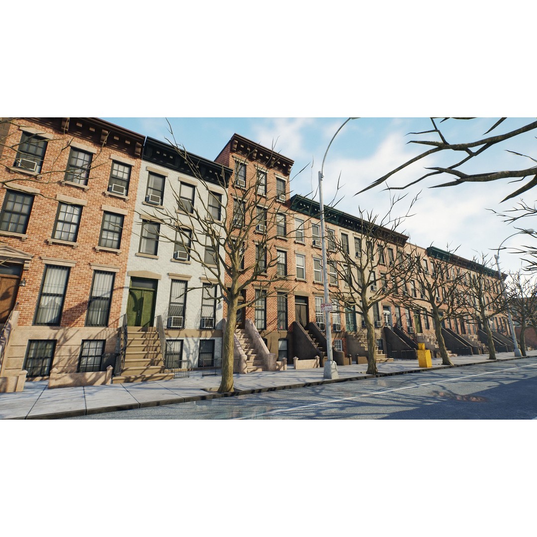 Brooklyn Block 3D Model – Low Poly Game Ready Cityscape, FBX - View 4