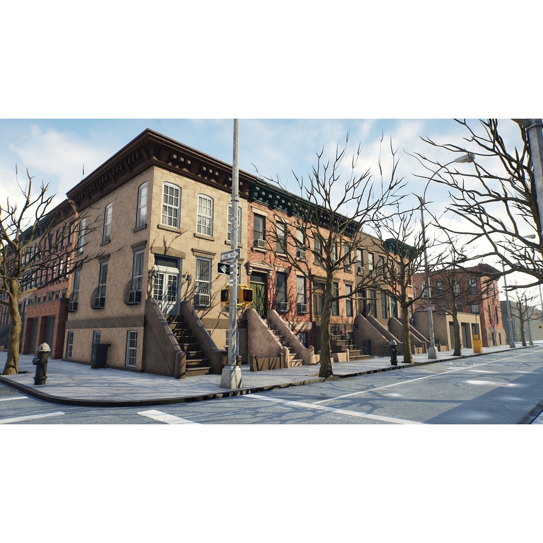 Brooklyn Block 3D Model – Low Poly Game Ready Cityscape, FBX - View 9