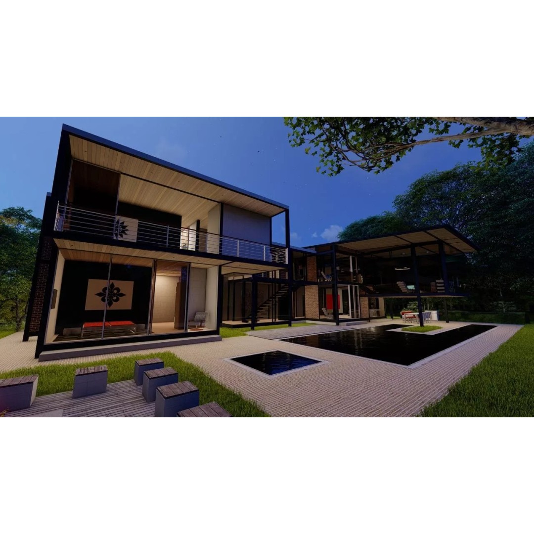 Modern Villa 3D Model – Luxury Architectural House, FBX, OBJ - View 13