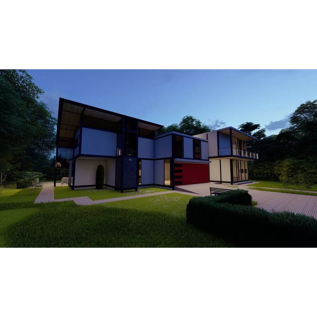 Modern Villa 3D Model – Luxury Architectural House, FBX, OBJ - View 15