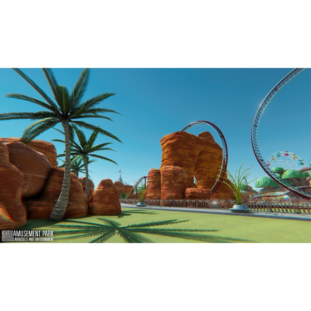 Amusement Park 3D Model – Low Poly Environment with Attractions