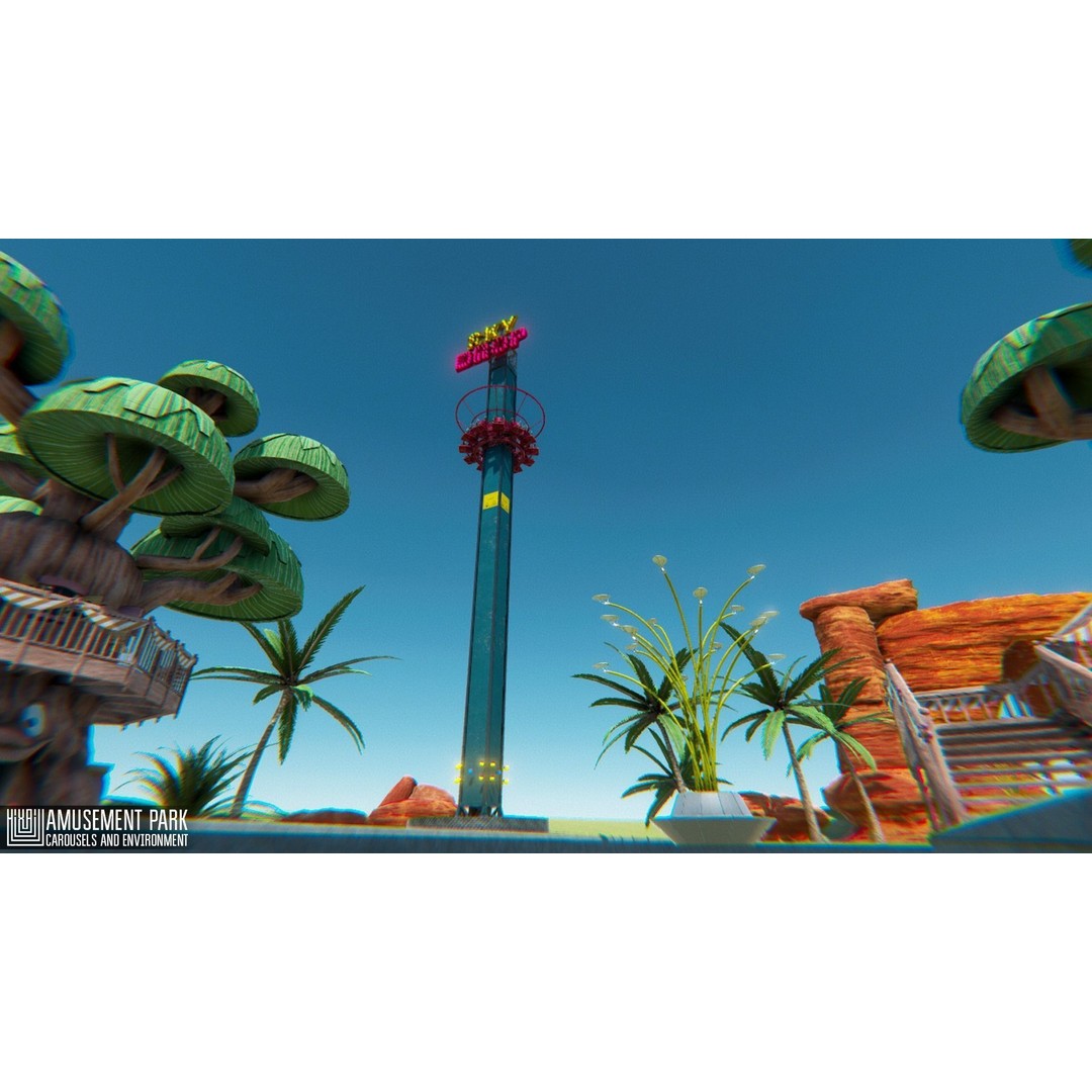 Amusement Park 3D Model – Low Poly Environment with Attractions - View 11