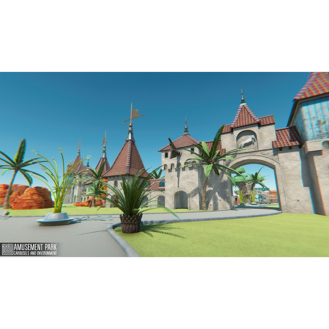 Amusement Park 3D Model – Low Poly Environment with Attractions - View 14
