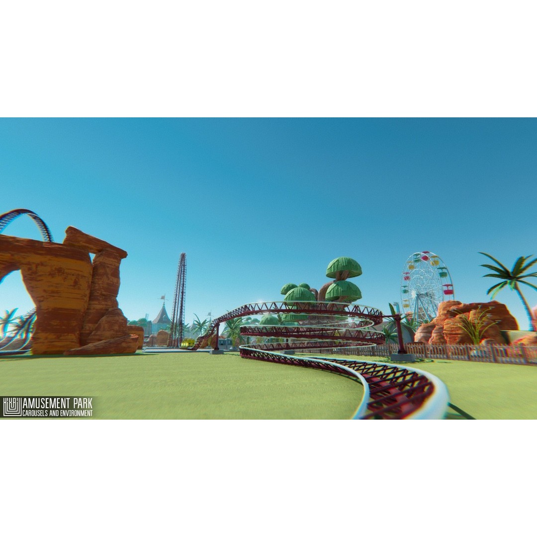 Amusement Park 3D Model – Low Poly Environment with Attractions - View 5