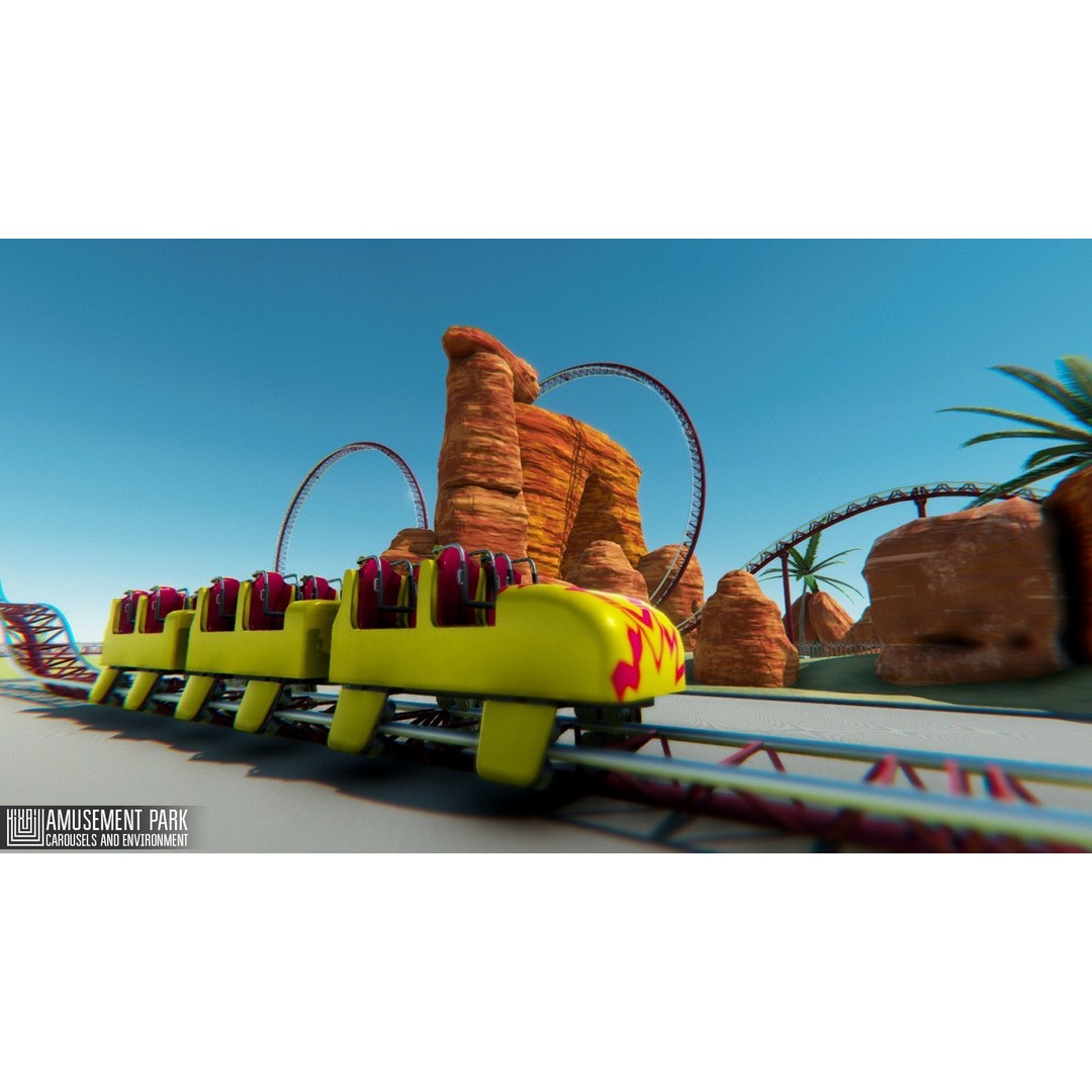 Amusement Park 3D Model – Low Poly Environment with Attractions - View 6