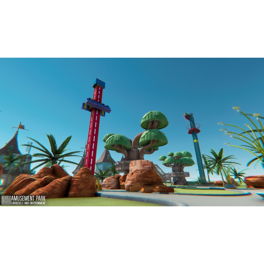 Amusement Park 3D Model – Low Poly Environment with Attractions - View 7