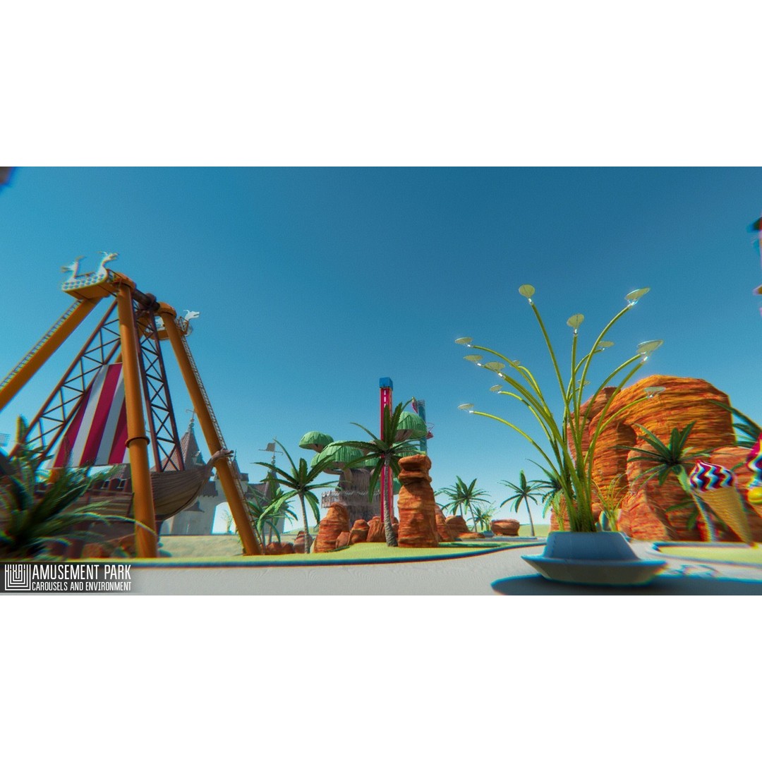 Amusement Park 3D Model – Low Poly Environment with Attractions - View 8