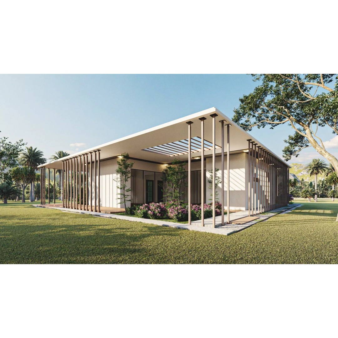 Solar Energy House 3D Model – Low Poly Exterior Asset, Multiple Formats - View 2