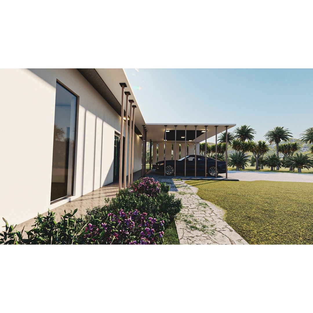 Solar Energy House 3D Model – Low Poly Exterior Asset, Multiple Formats - View 9