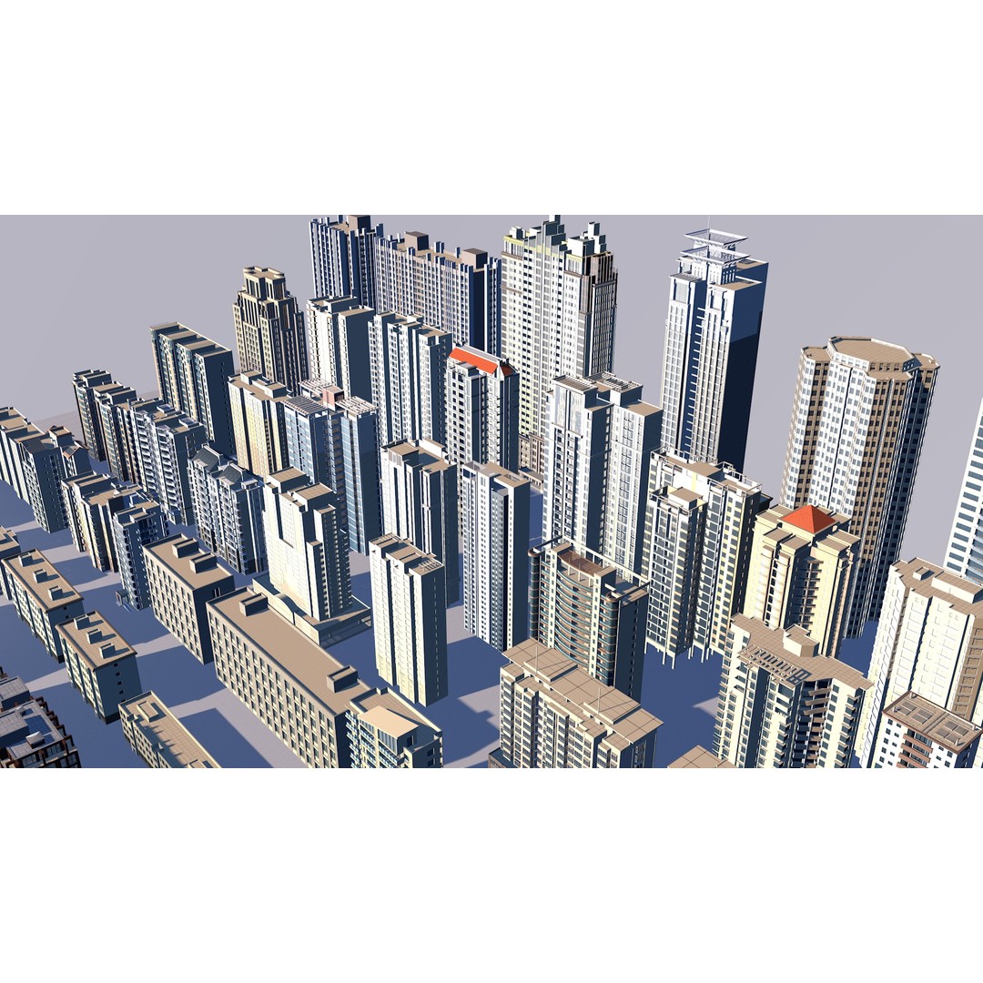 City Building 3D Model – Industrial Park Commercial Housing, FBX