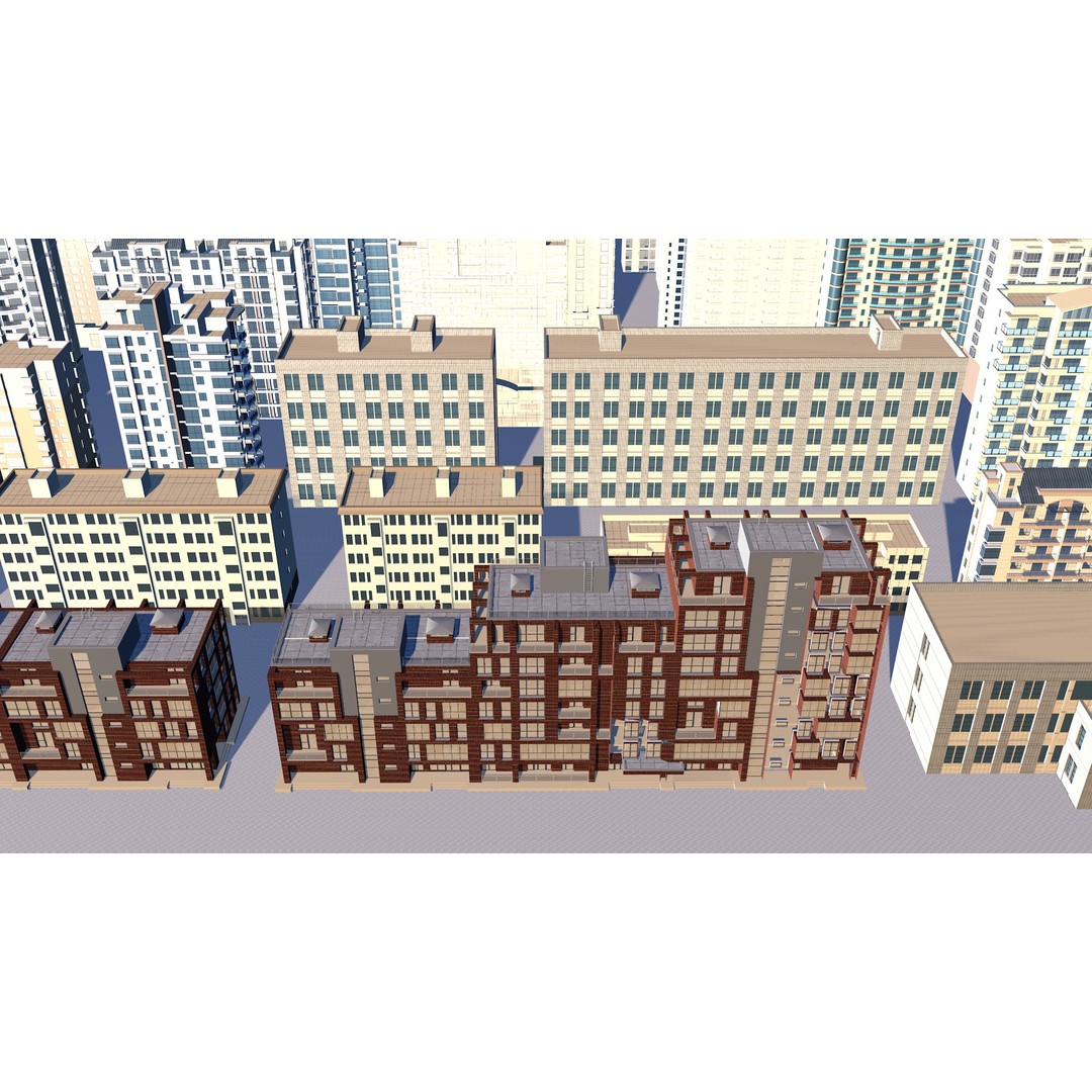 City Building 3D Model – Industrial Park Commercial Housing, FBX - View 11