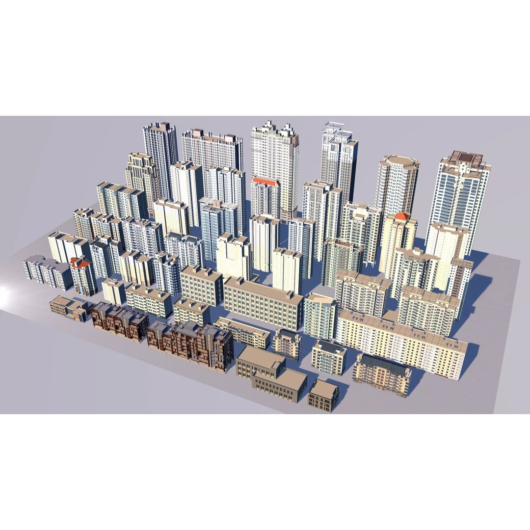 City Building 3D Model – Industrial Park Commercial Housing, FBX - View 2