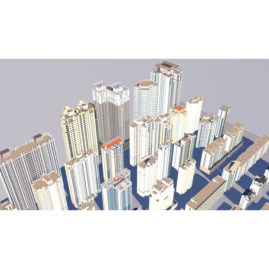 City Building 3D Model – Industrial Park Commercial Housing, FBX - View 3