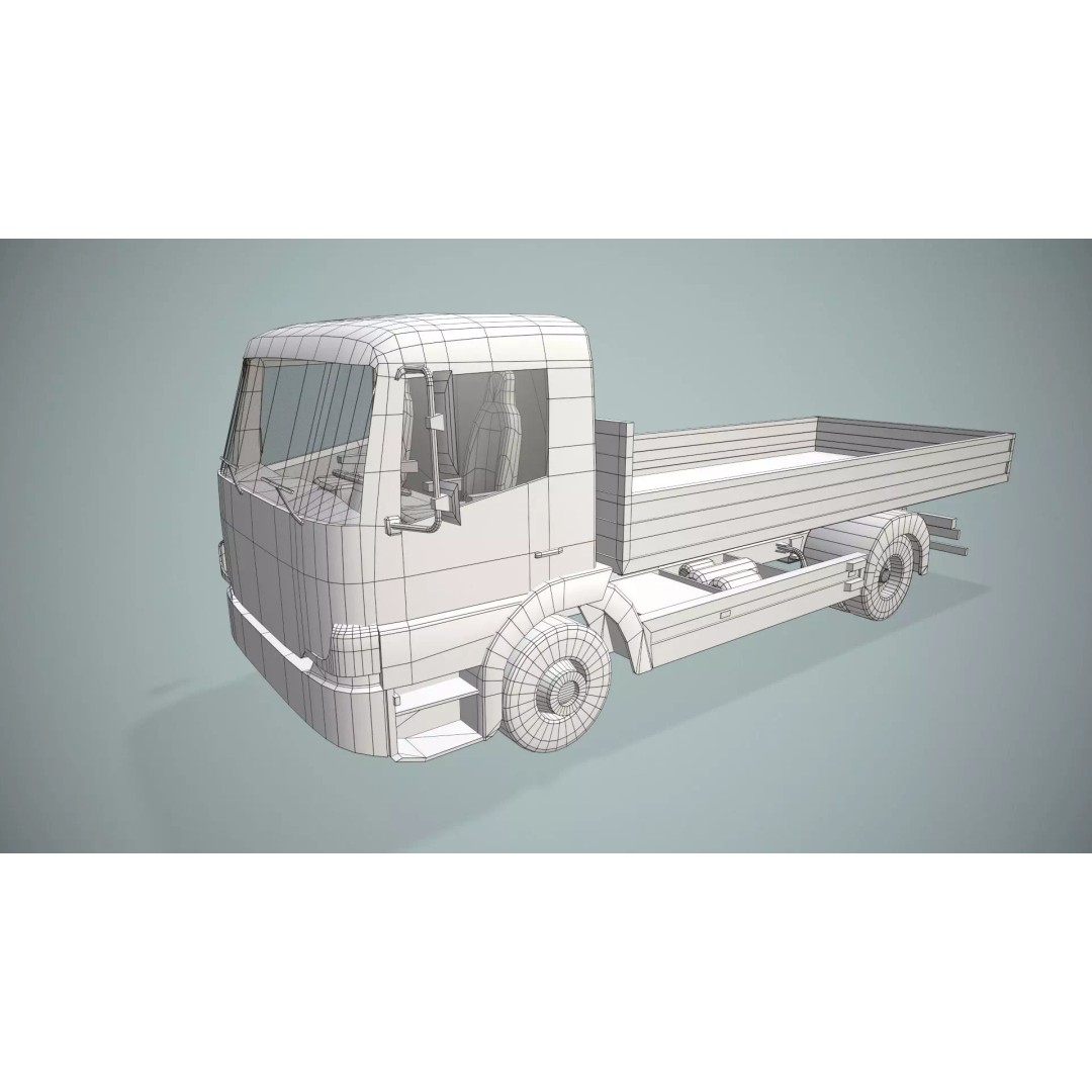 Mercedes Benz Dump Truck 3D Model – Low Poly Game Ready Asset, FBX - View 11