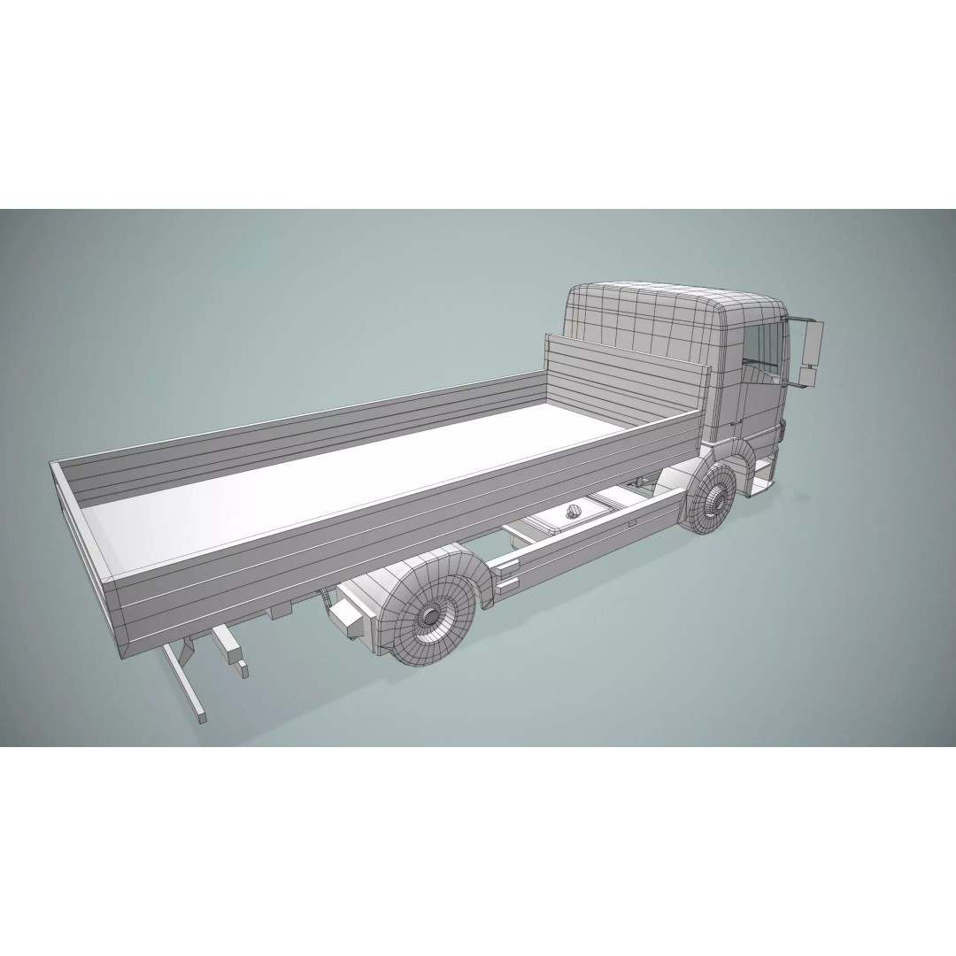 Mercedes Benz Dump Truck 3D Model – Low Poly Game Ready Asset, FBX - View 12