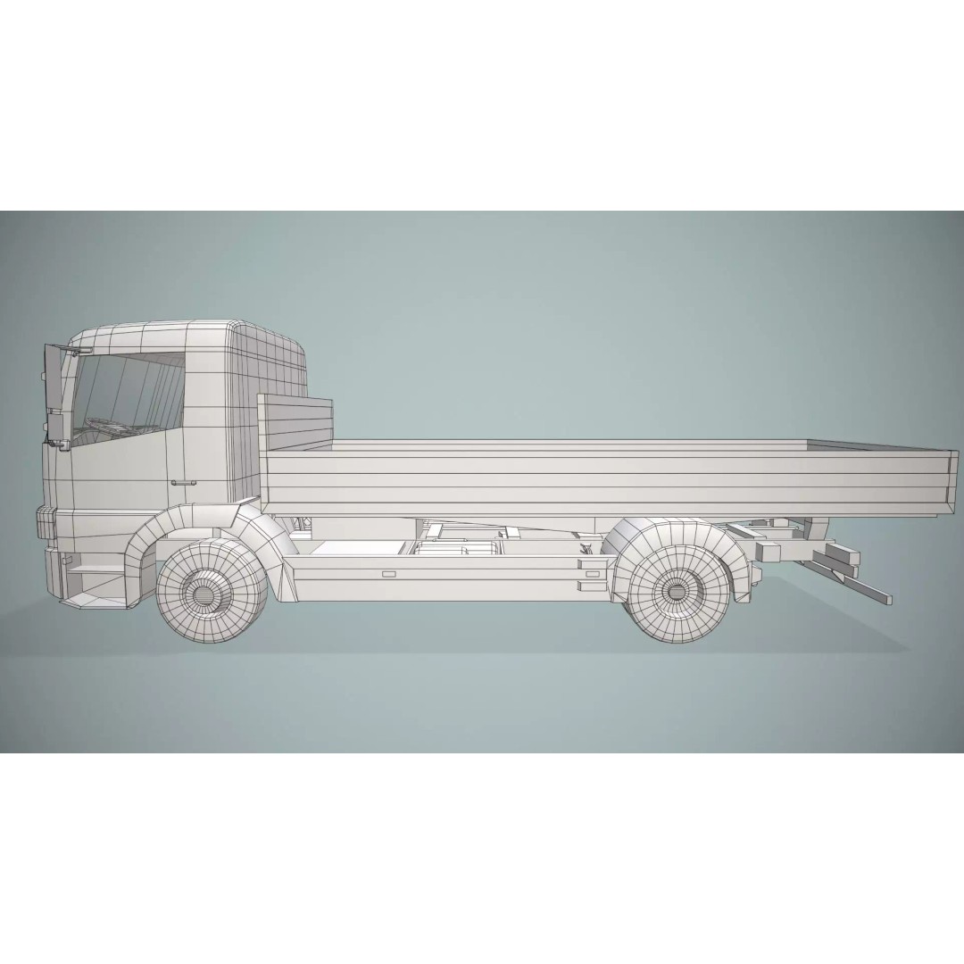 Mercedes Benz Dump Truck 3D Model – Low Poly Game Ready Asset, FBX - View 13