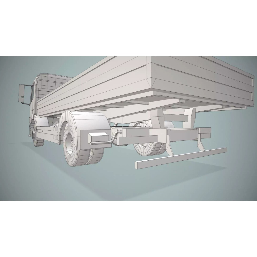 Mercedes Benz Dump Truck 3D Model – Low Poly Game Ready Asset, FBX - View 15
