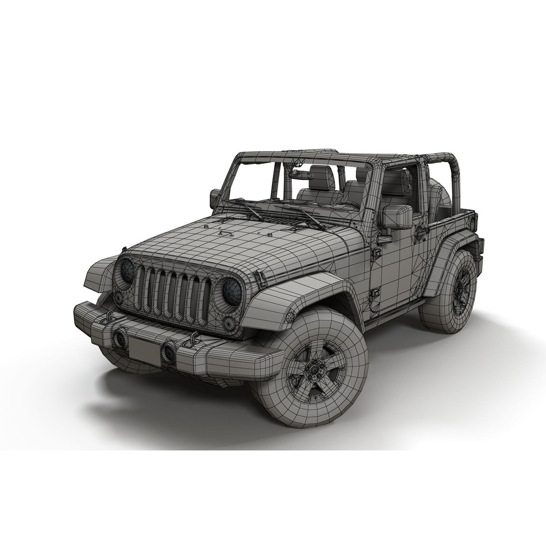 Jeep Wrangler 3D Model – Low Poly SUV with PBR Textures, FBX - View 19