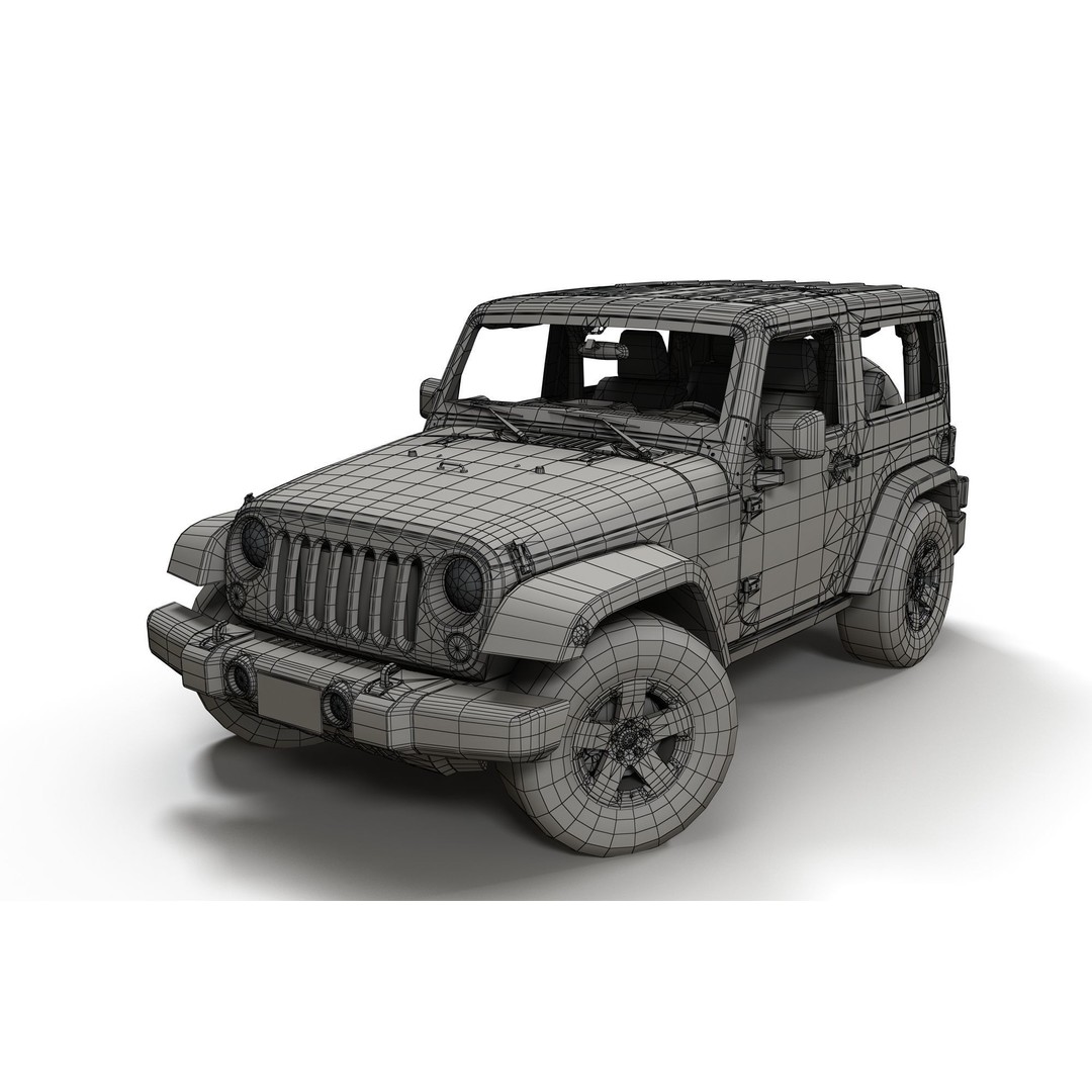 Jeep Wrangler 3D Model – Low Poly SUV with PBR Textures, FBX - View 20