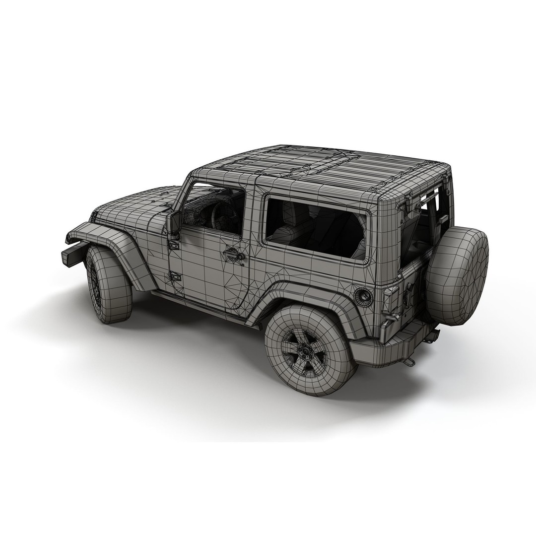 Jeep Wrangler 3D Model – Low Poly SUV with PBR Textures, FBX - View 21