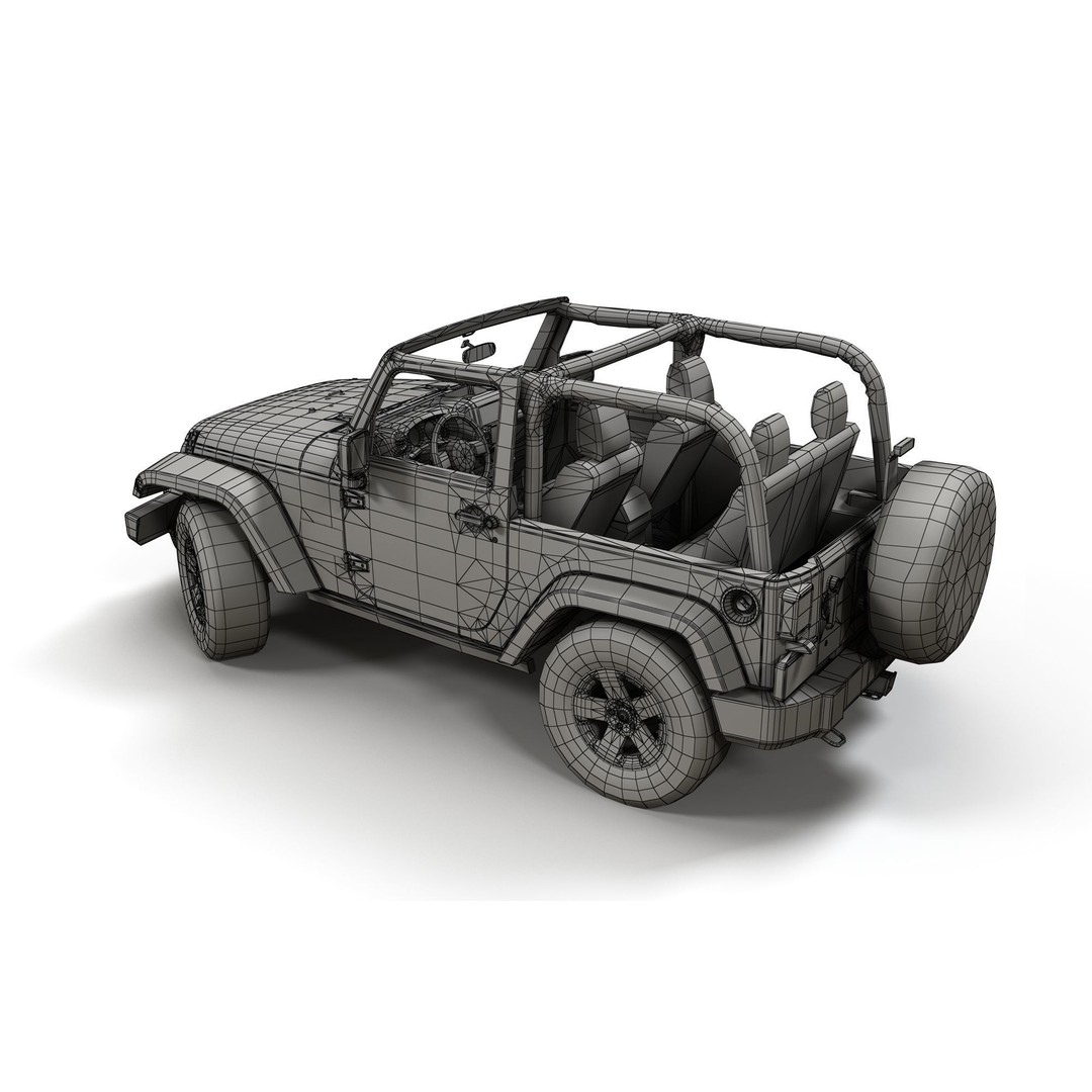 Jeep Wrangler 3D Model – Low Poly SUV with PBR Textures, FBX - View 22