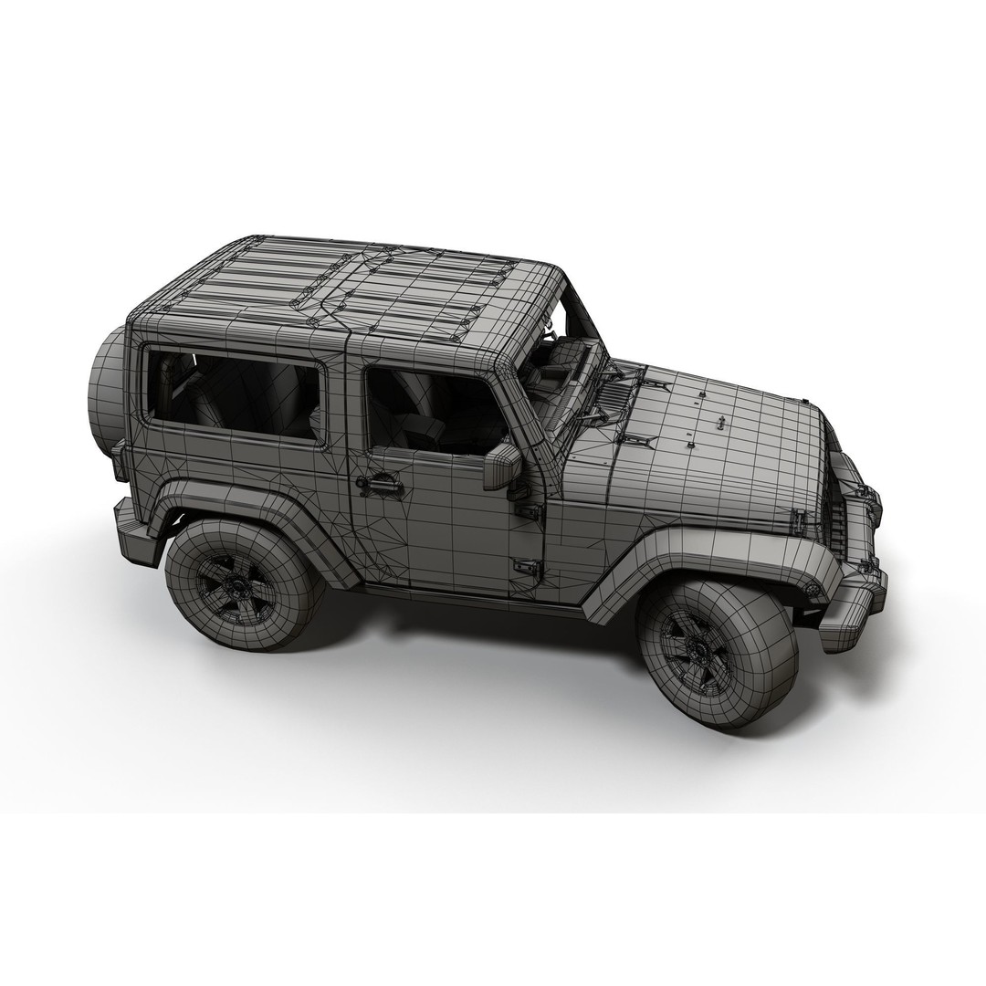 Jeep Wrangler 3D Model – Low Poly SUV with PBR Textures, FBX - View 23