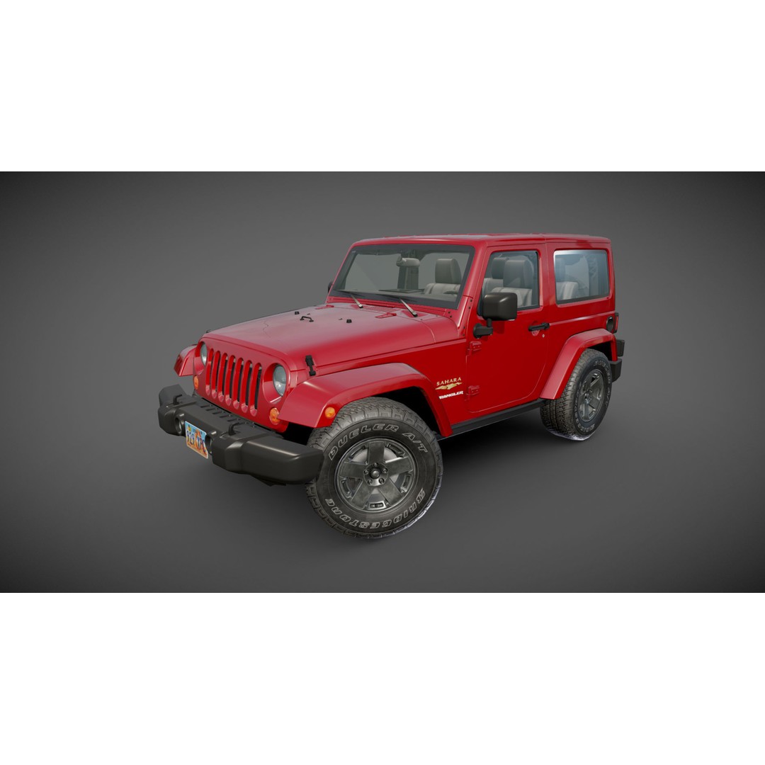 Jeep Wrangler 3D Model – Low Poly SUV with PBR Textures, FBX - View 27