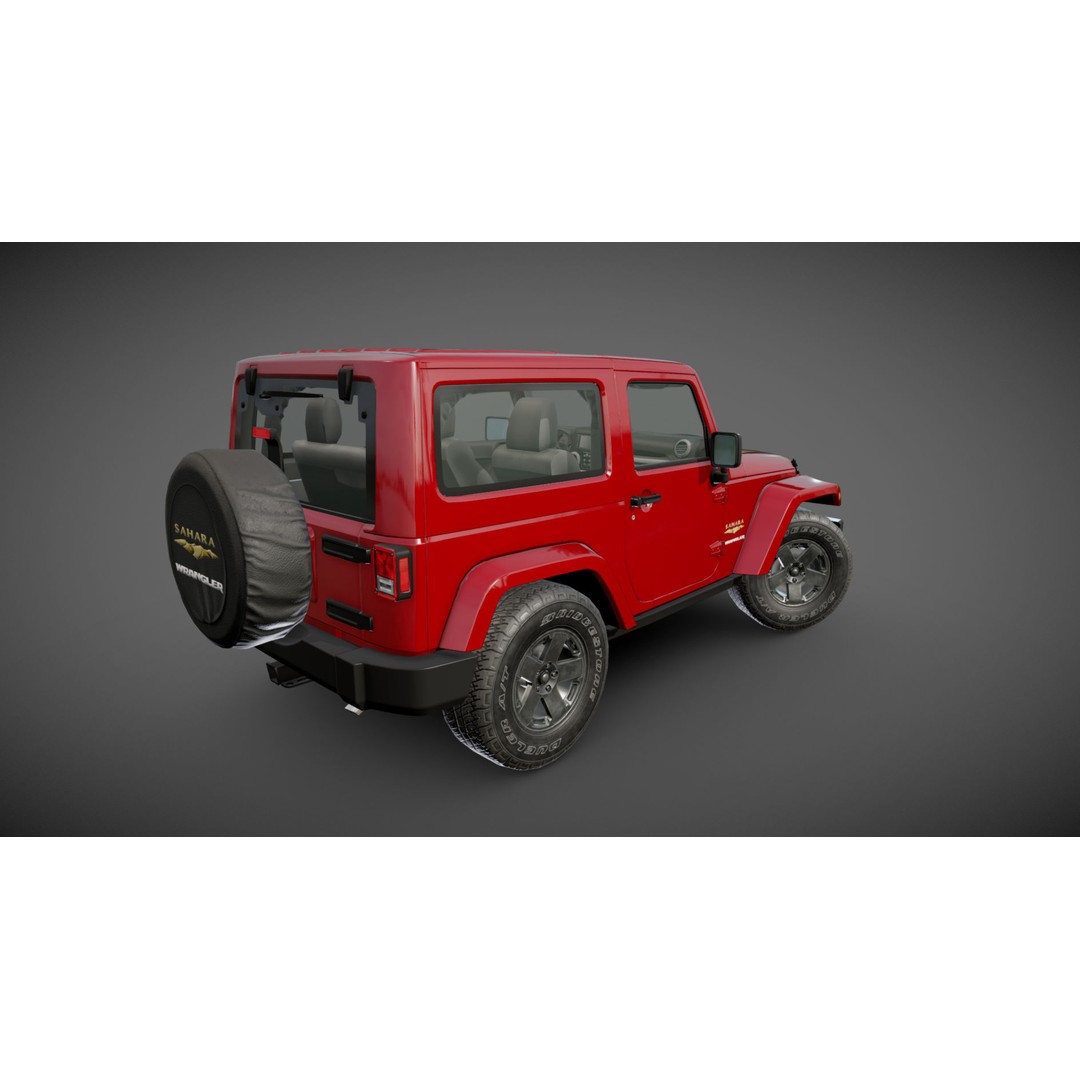 Jeep Wrangler 3D Model – Low Poly SUV with PBR Textures, FBX - View 29