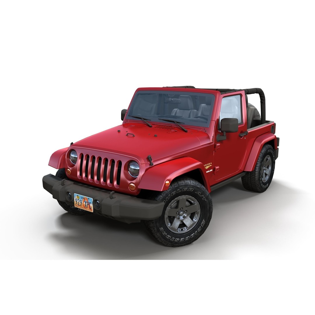 Jeep Wrangler 3D Model – Low Poly SUV with PBR Textures, FBX - View 3