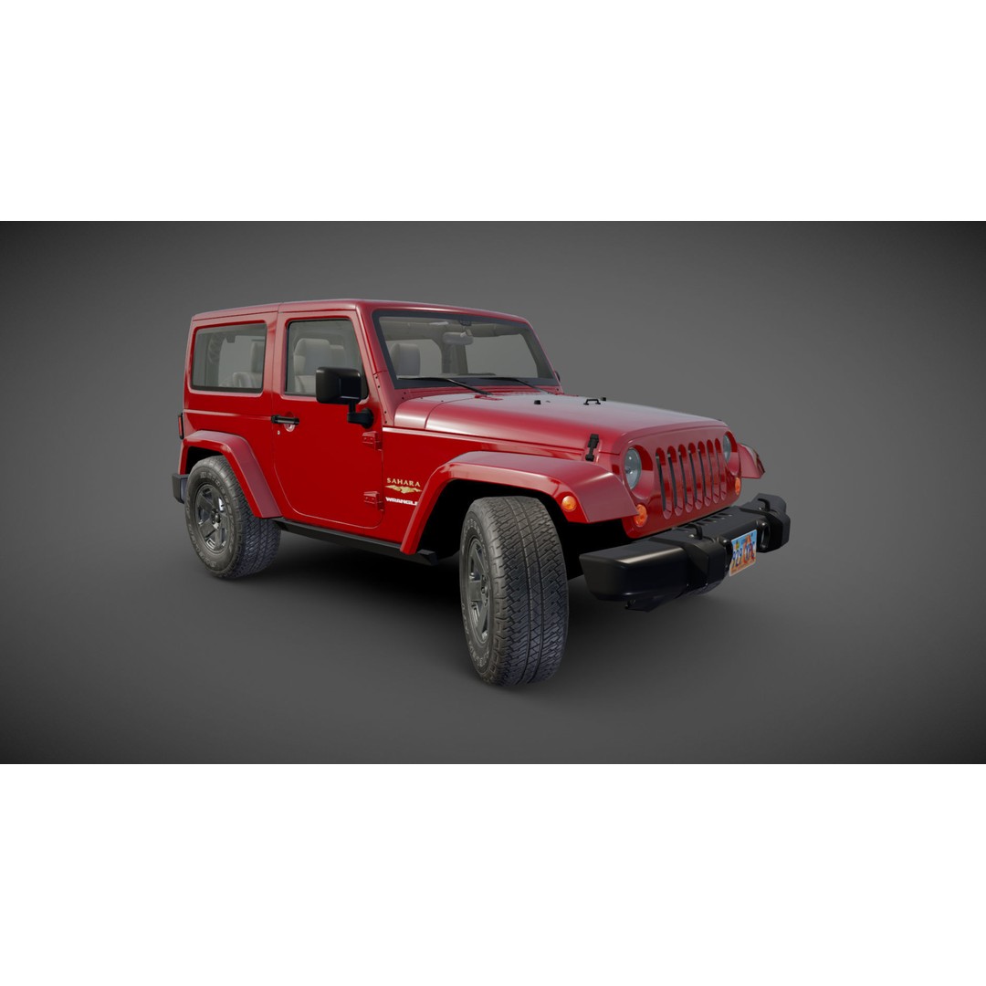 Jeep Wrangler 3D Model – Low Poly SUV with PBR Textures, FBX - View 30