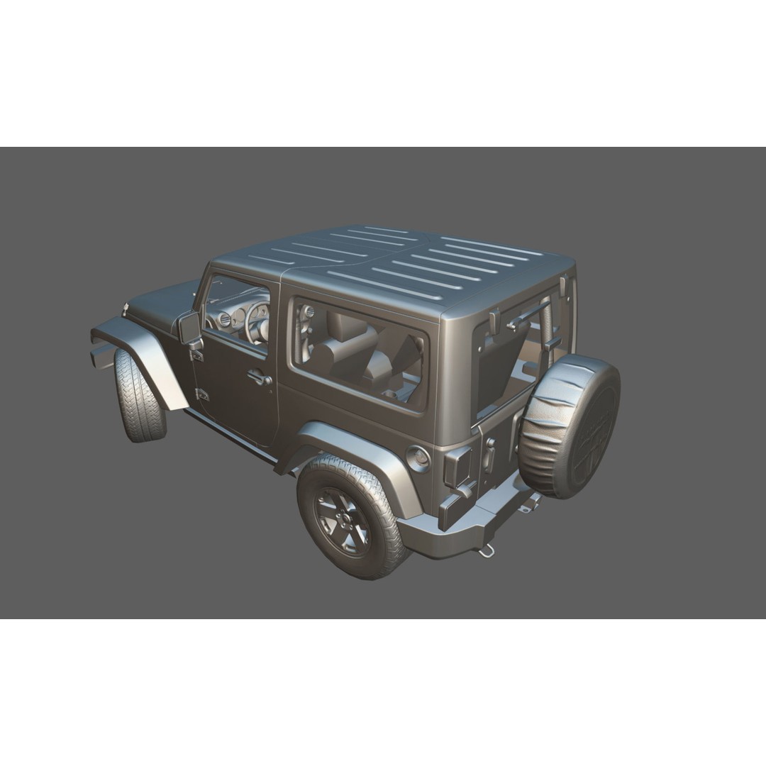 Jeep Wrangler 3D Model – Low Poly SUV with PBR Textures, FBX - View 34