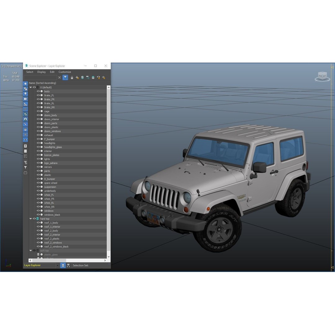 Jeep Wrangler 3D Model – Low Poly SUV with PBR Textures, FBX - View 37