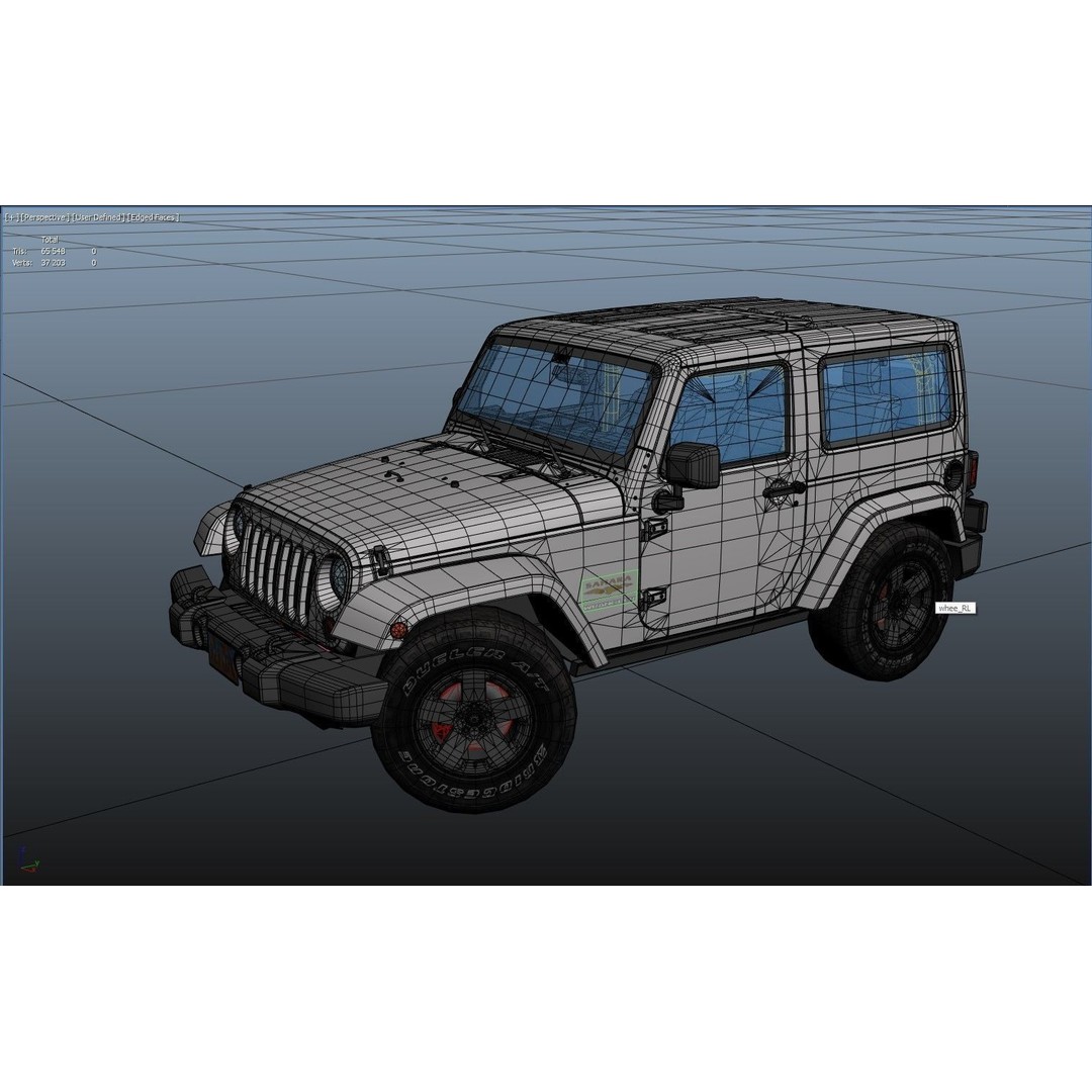Jeep Wrangler 3D Model – Low Poly SUV with PBR Textures, FBX - View 39