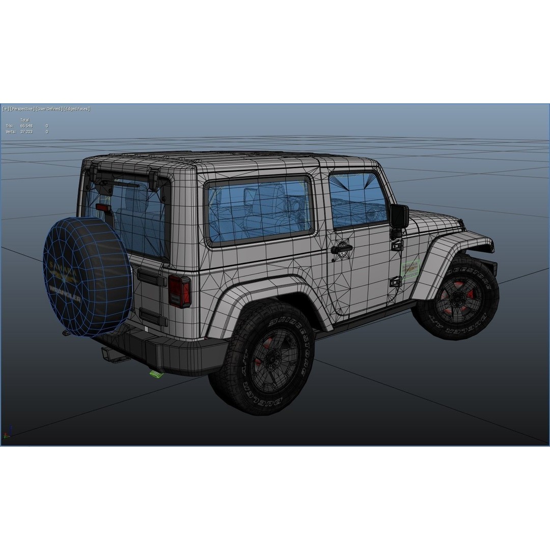 Jeep Wrangler 3D Model – Low Poly SUV with PBR Textures, FBX - View 40