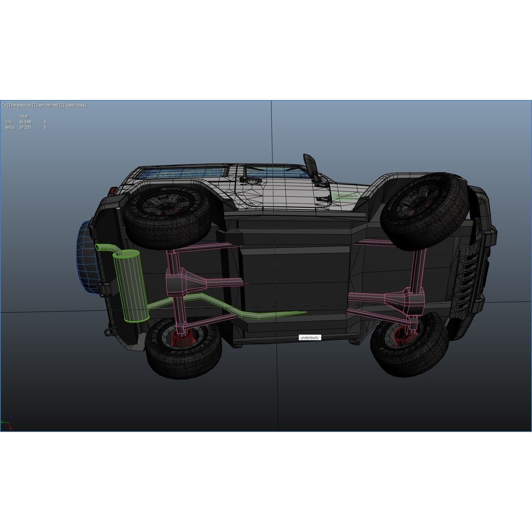 Jeep Wrangler 3D Model – Low Poly SUV with PBR Textures, FBX - View 42