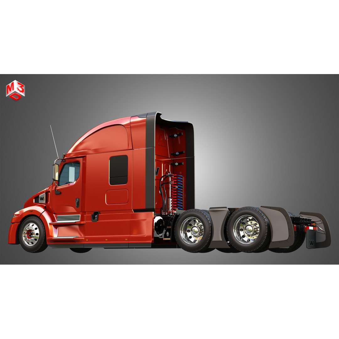 57X Semi Truck 3D Model – Ultra Cab Sleeper, Game-Ready FBX - View 11