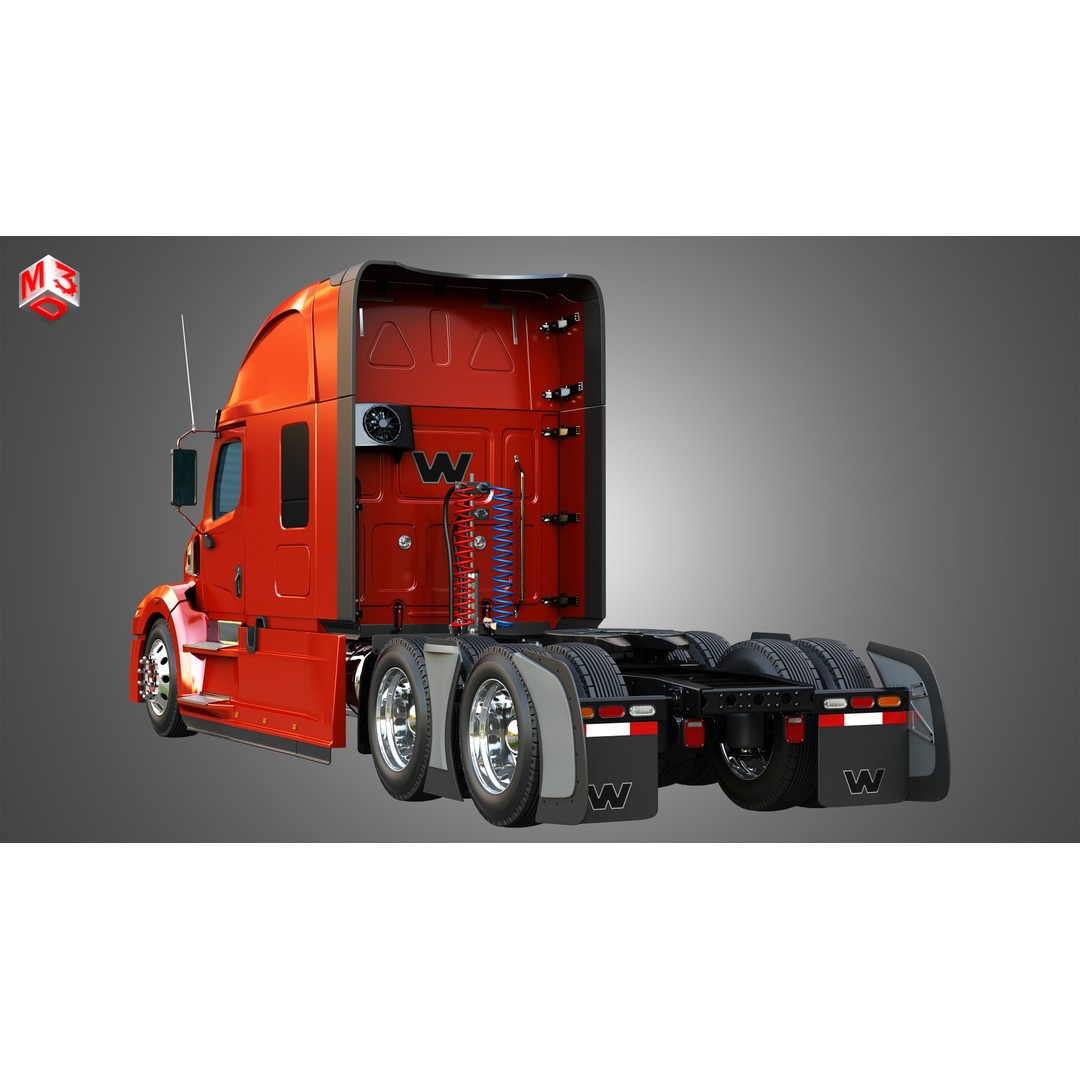 57X Semi Truck 3D Model – Ultra Cab Sleeper, Game-Ready FBX - View 15