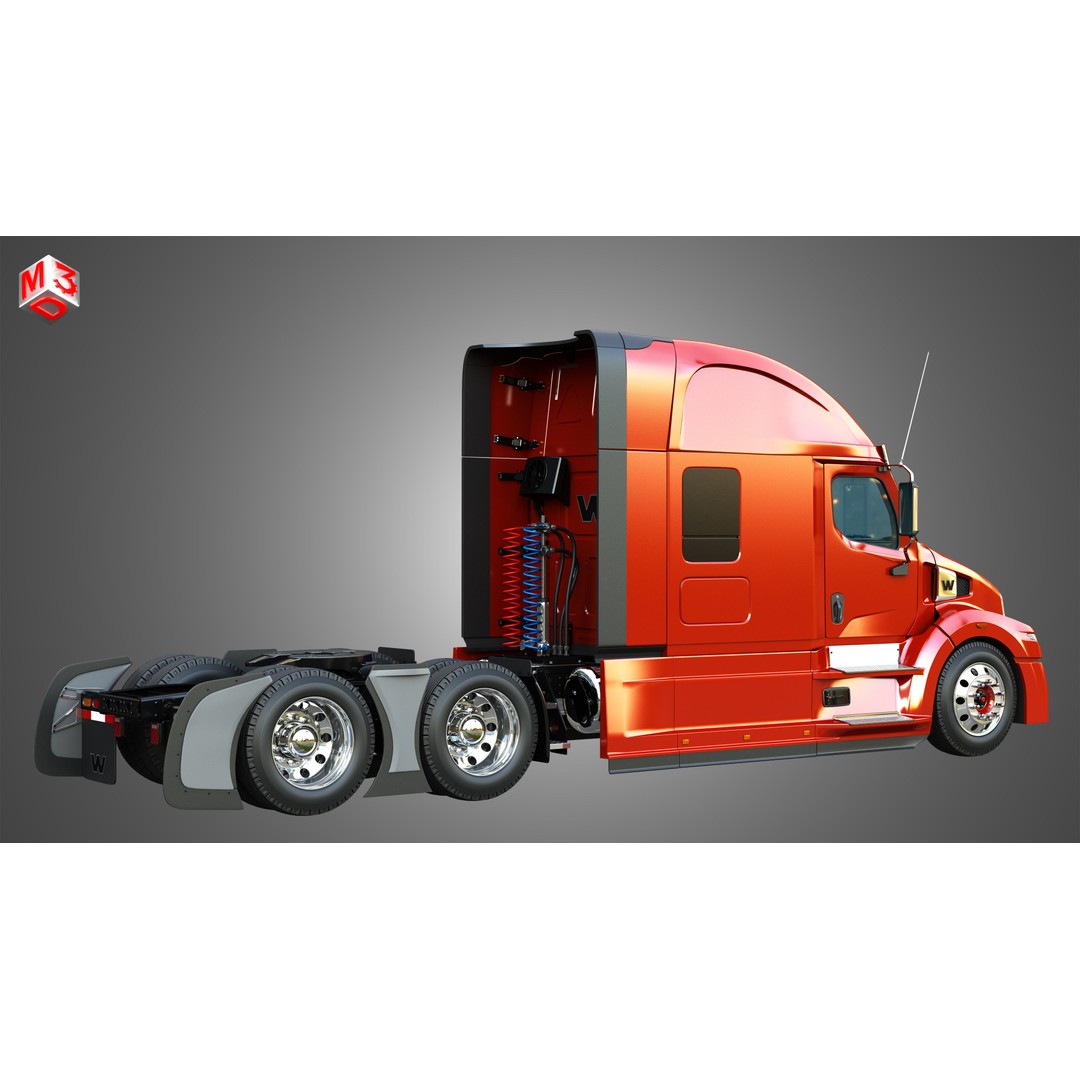 57X Semi Truck 3D Model – Ultra Cab Sleeper, Game-Ready FBX - View 17